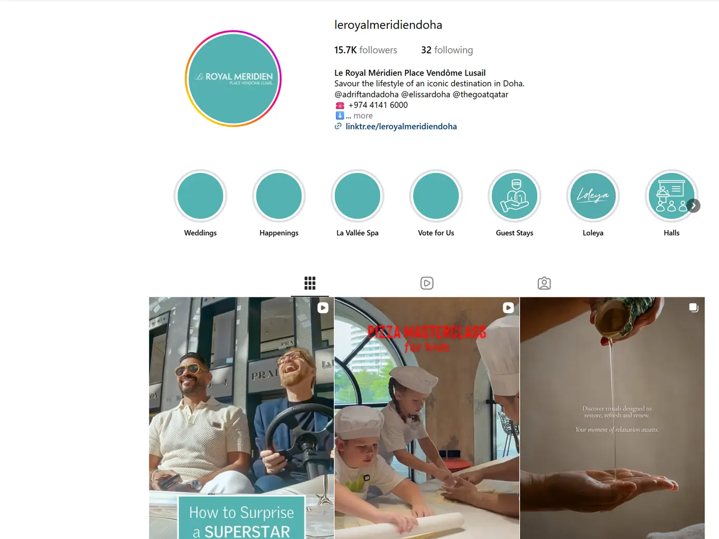 Public Instagram profile of Le Royal Méridien Doha