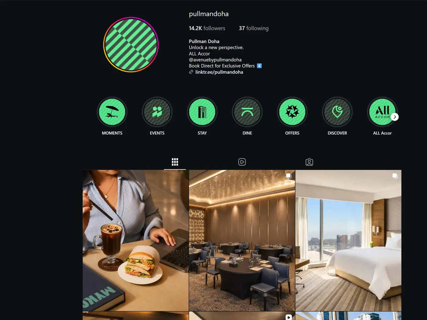 Public Instagram profile of Pullman Doha