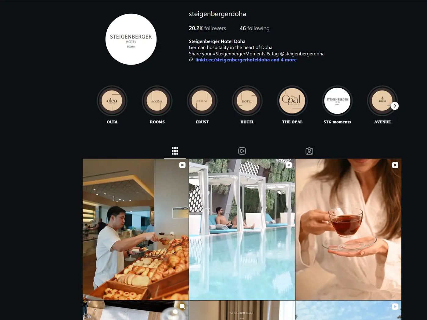 Public Instagram profile of Steigenberger Hotel Doha